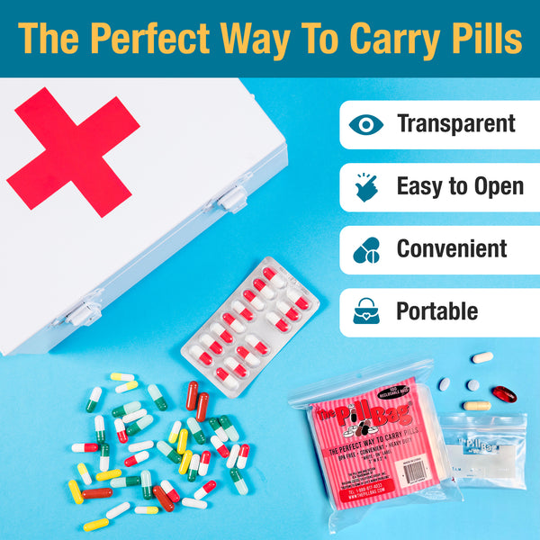 The Pill Bag XL, 200 Count (4 Packs of 50), Reusable