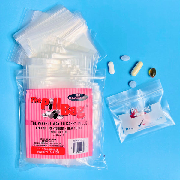 Pill Bags Pack of 100 - BPA Free Pill Pouch 3 X 2.75 Inch 4Mil Bag with  Write-O