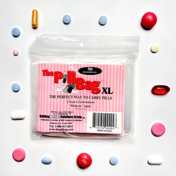 The Pill Bag XL | 200 Count (4 Packs of 50) |  Reusable |  Small Plastic Bag  |  Heavy Duty | Travel |  Organize |  Clean